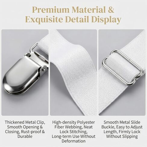 1 Pair (2PCS) Multifuction Adjustable Elastic Stocking Clip Garter Suspender Belt Accessories with Straps and Clips for Stockings (White I style) in Saudi Arabia