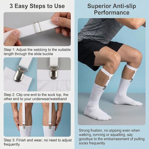 1 Pair (2PCS) Multifuction Adjustable Elastic Stocking Clip Garter Suspender Belt Accessories with Straps and Clips for Stockings (White I style) in Saudi Arabia