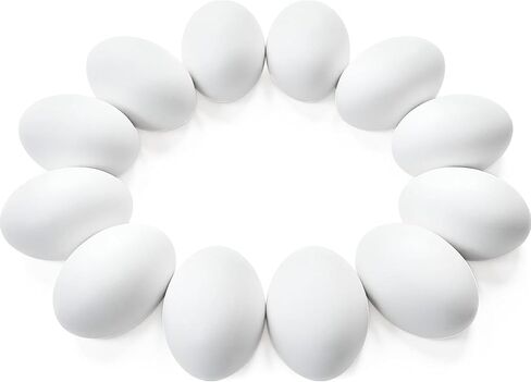 JOYIN 12 PCS Easter Unpainted White Wooden Fake Eggs for Egg Hunt, Paintable Eggs, Easter Crafts for Kids Party Favor, Children DIY Game, Kitchen Craft Adornment in Kuwait