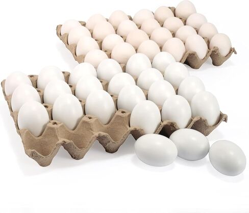 JOYIN 12 PCS Easter Unpainted White Wooden Fake Eggs for Egg Hunt, Paintable Eggs, Easter Crafts for Kids Party Favor, Children DIY Game, Kitchen Craft Adornment in Kuwait