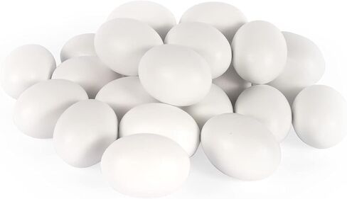 JOYIN 12 PCS Easter Unpainted White Wooden Fake Eggs for Egg Hunt, Paintable Eggs, Easter Crafts for Kids Party Favor, Children DIY Game, Kitchen Craft Adornment in Kuwait