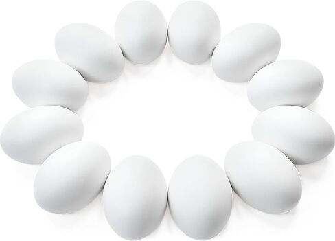 JOYIN 12 PCS Easter Unpainted White Wooden Fake Eggs for Egg Hunt, Paintable Eggs, Easter Crafts for Kids Party Favor, Children DIY Game, Kitchen Craft Adornment in Kuwait