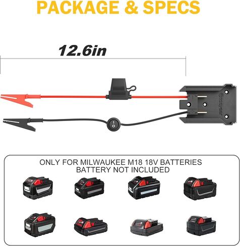 Jumper Cables with Adapter for Mil.Waukee M18 18V Battery, Car Jumper Starter with Fuse & On/Off Switch, 12AWG Wire, Automotive Booster Cables for Car, SUV, Pickup&Van in Saudi Arabia