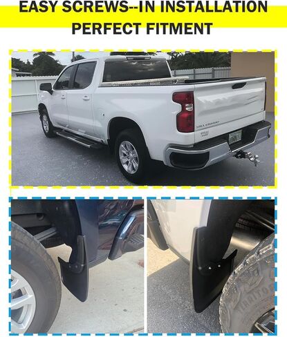 Mud Flaps for 2019-2026 Chevy Silverado 1500 Without Fender Flares (Not fit ZR2/ Custom Trail Boss) Front and Rear All Weather Mudflaps Splash Guards for Trucks in Kuwait