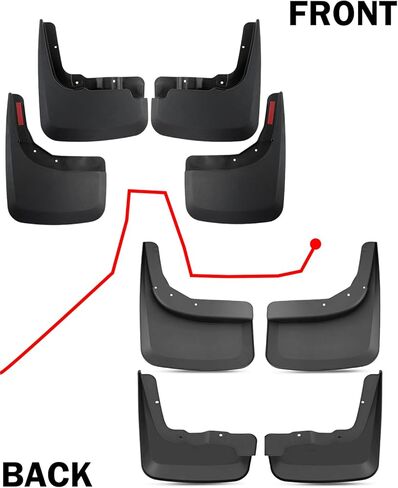 Mud Flaps for 2019-2026 Chevy Silverado 1500 Without Fender Flares (Not fit ZR2/ Custom Trail Boss) Front and Rear All Weather Mudflaps Splash Guards for Trucks in Kuwait