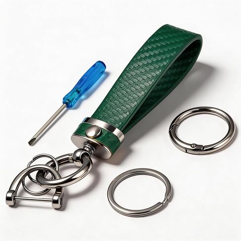 Universal Leather Car Keychain, Unisex Key Fob with 360° Swivel & D‑Ring, Premium Gift for Drivers (1 Pcs) in Saudi Arabia