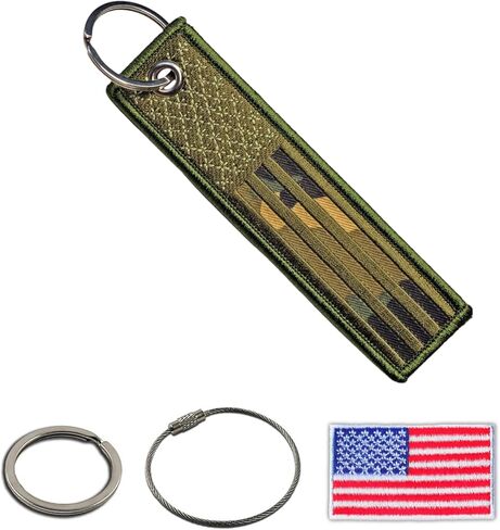 Embroidered Key Tag, Camouflage Fabric Keychain with Metal Ring in Saudi Arabia