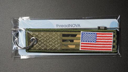 Embroidered Key Tag, Camouflage Fabric Keychain with Metal Ring in Saudi Arabia