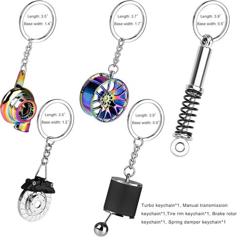 5 PCS Car Parts Model Keychains, Creative Miniature Turbo Keyring Kit, Stylish Auto Parts Keychains for Men Women in Saudi Arabia
