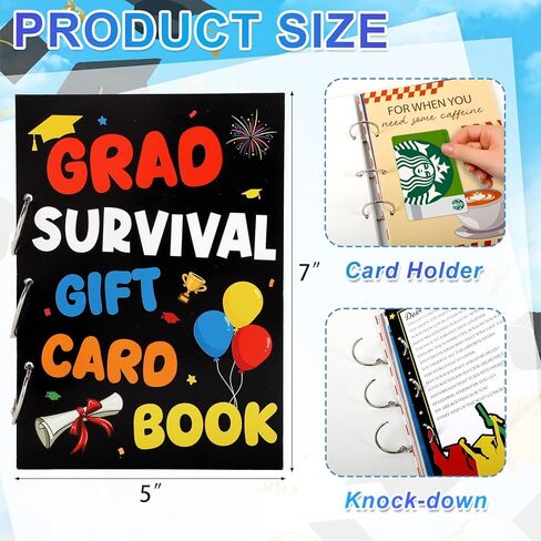 Sereliy College Survival Gift Card Book for Graduation 2026, Graduation Gift Card Holder Book for Cash or Cards, Creative Grad Gifts Card Booklet for High School or College Student in Kuwait