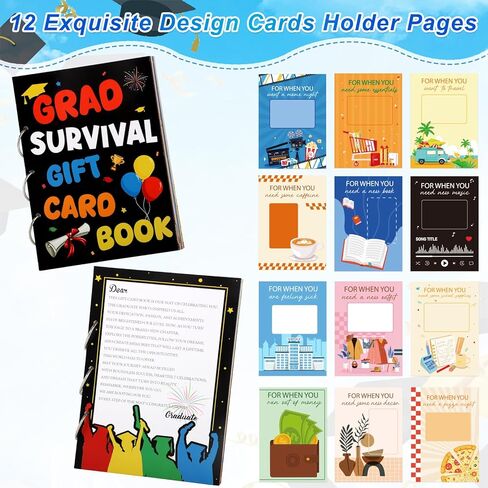 Sereliy College Survival Gift Card Book for Graduation 2026, Graduation Gift Card Holder Book for Cash or Cards, Creative Grad Gifts Card Booklet for High School or College Student in Kuwait