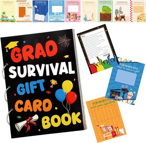 Sereliy College Survival Gift Card Book for Graduation 2026, Graduation Gift Card Holder Book for Cash or Cards, Creative Grad Gifts Card Booklet for High School or College Student in Kuwait