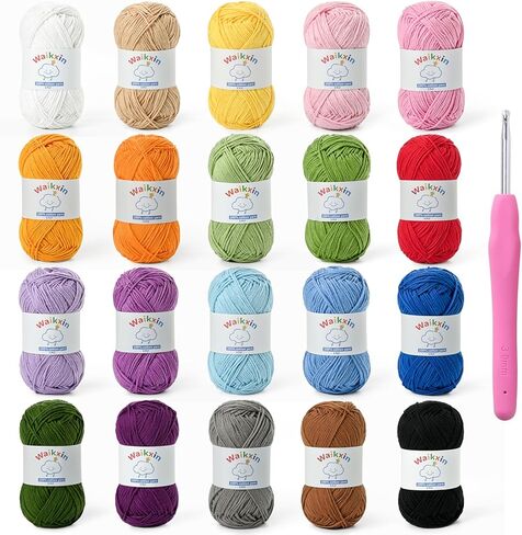 20 Pack of Fluffy Cotton Yarn for Crocheting and Knitting, 35.27oz/2620yds 100% Cotton Yarn, 5 Ply Soft Crochet Amigurumi Yarn for DIY Crafts&Puzzle,Socks,Hats.(Set A) in Saudi Arabia
