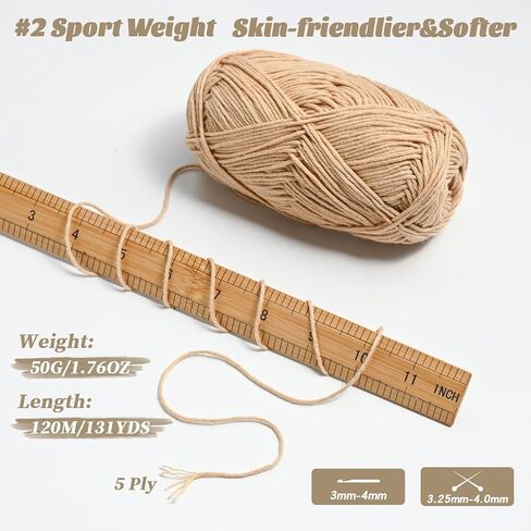 20 Pack of Fluffy Cotton Yarn for Crocheting and Knitting, 35.27oz/2620yds 100% Cotton Yarn, 5 Ply Soft Crochet Amigurumi Yarn for DIY Crafts&Puzzle,Socks,Hats.(Set A) in Saudi Arabia