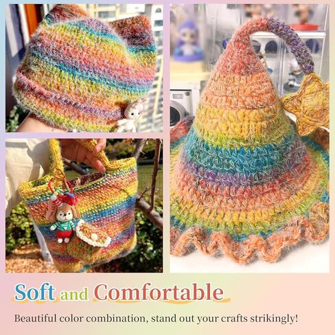 Aeelike Ombré Yarn for Crocheting, 2 PCS Colorful Gradient Yarn #4 Medium, Each 190g(6.7 oz) 400m(437.5 Yards) 71% Acrylic 29% Nynon, Soft Cake Crochet Yarns for Blanket, Scraves, Sweaters, Color A in Kuwait
