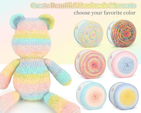 Aeelike Ombré Yarn for Crocheting, 2 PCS Colorful Gradient Yarn #4 Medium, Each 190g(6.7 oz) 400m(437.5 Yards) 71% Acrylic 29% Nynon, Soft Cake Crochet Yarns for Blanket, Scraves, Sweaters, Color A in Kuwait