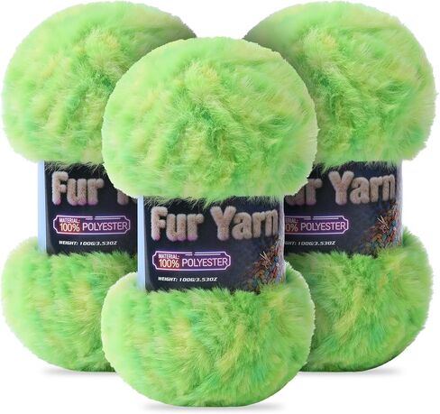 Faux Fur Yarn Soft Fluffy for Crocheting - 3 Skeins(Each 3.5oz/100g, 71yd/65m) - Chunky & Fluffy Yarn for Crochet Amigurumi, Blankets, Hand Knitting, Scarves &Crafts (3, Coffee Brown) in Kuwait
