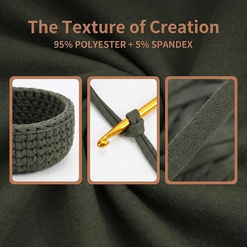2 Pack Leather T-Shirt Yarn for Beginner Crochet Bags/Basket/Coaster, 400g/144yds High Elastic Thick Polyester Fabric (7# Dark Green) in Saudi Arabia