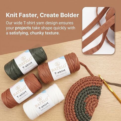 2 Pack Leather T-Shirt Yarn for Beginner Crochet Bags/Basket/Coaster, 400g/144yds High Elastic Thick Polyester Fabric (7# Dark Green) in Saudi Arabia