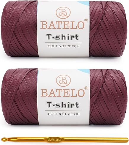 2 Pack Leather T-Shirt Yarn for Beginner Crochet Bags/Basket/Coaster, 400g/144yds High Elastic Thick Polyester Fabric (7# Dark Green) in Saudi Arabia