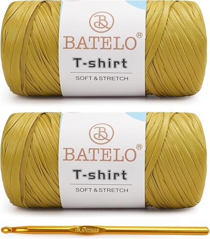 2 Pack Leather T-Shirt Yarn for Beginner Crochet Bags/Basket/Coaster, 400g/144yds High Elastic Thick Polyester Fabric (7# Dark Green) in Saudi Arabia