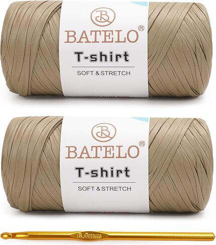 2 Pack Leather T-Shirt Yarn for Beginner Crochet Bags/Basket/Coaster, 400g/144yds High Elastic Thick Polyester Fabric (7# Dark Green) in Saudi Arabia