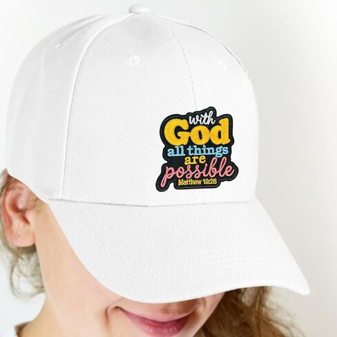 with God All Things are Possible Patch 3 inch, Matthew 19: 26, Motivational Christian Embroidered Patch, Faith Bible Verse Sew On/Iron On Embroidery, DIY Iron On Patch for Christian in Saudi Arabia