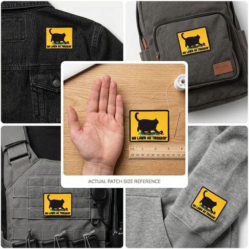 Oh Lawd He Treadin' Patch, Funny Cat Meme Embroidered Hook and Loop Morale Patch, 3 Inch Tactical Patch for Backpacks Jackets Vests in Kuwait