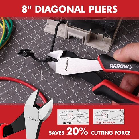 ARROW 6PCS Pliers Set, 8" Long Nose, Diagonal Cutting, Linesman, Slip Joint, 8" & 10" Groove Joint, Dual-Color Non-Slip Handle, Carbon Steel, for DIY, Home Repair & Maintenance in Kuwait