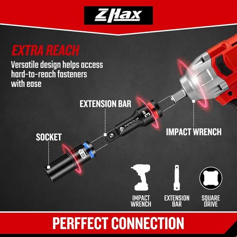 ZAHX 9 Pieces Impact Extension Bar Set, 1/4", 3/8" and 1/2" Drive Socket Extension, Embossed Size Marking, CR-MO Steel for Auto Repair in Kuwait