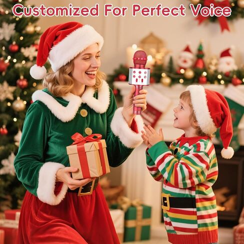 Wireless Bluetooth Karaoke Microphone for Kids, 5-in-1 Portable Handheld Karaoke Mic Speaker Player Recorder with Adjustable Remix FM Radio for Kids Girls Boys Teens Birthday (Red) in Saudi Arabia