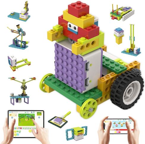 ICQbot 10 in 1 Coding Robot Kit,270+ Piece ScratchJr Learning Educational APP Remote Voice Programming Building Toys for Age 5+ Kids in Kuwait