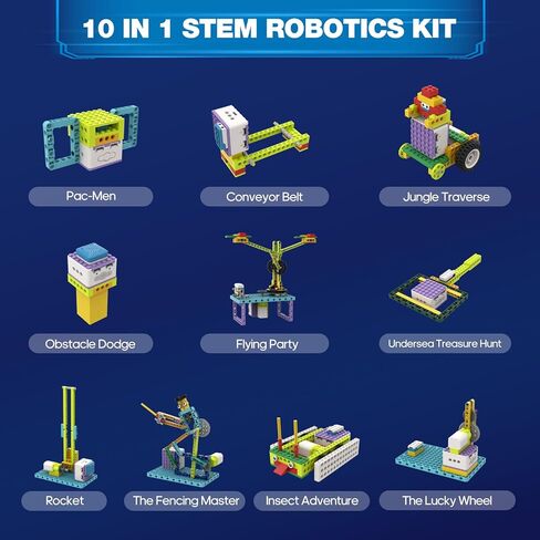 ICQbot 10 in 1 Coding Robot Kit,270+ Piece ScratchJr Learning Educational APP Remote Voice Programming Building Toys for Age 5+ Kids in Kuwait
