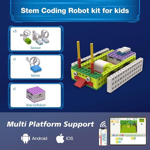 ICQbot 10 in 1 Coding Robot Kit,270+ Piece ScratchJr Learning Educational APP Remote Voice Programming Building Toys for Age 5+ Kids in Kuwait