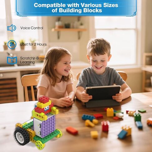 ICQbot 10 in 1 Coding Robot Kit,270+ Piece ScratchJr Learning Educational APP Remote Voice Programming Building Toys for Age 5+ Kids in Kuwait