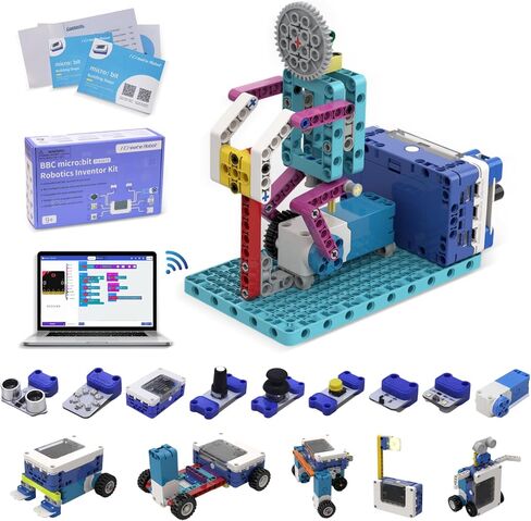 ICQbot 10 in 1 Coding Robot Kit,270+ Piece ScratchJr Learning Educational APP Remote Voice Programming Building Toys for Age 5+ Kids in Kuwait