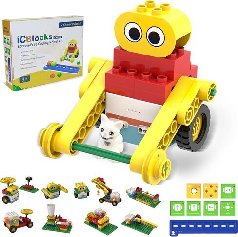 ICQbot 10 in 1 Coding Robot Kit,270+ Piece ScratchJr Learning Educational APP Remote Voice Programming Building Toys for Age 5+ Kids in Kuwait
