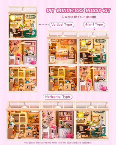 Rolife Super Creator Pink Beauty Secret DIY Miniature House Kit - No Glue Plastic Click-Assembly Dollhouse with Type-C LED Light - Stackable Room Box Toy for Adults and Teens (115 PCS) in Kuwait