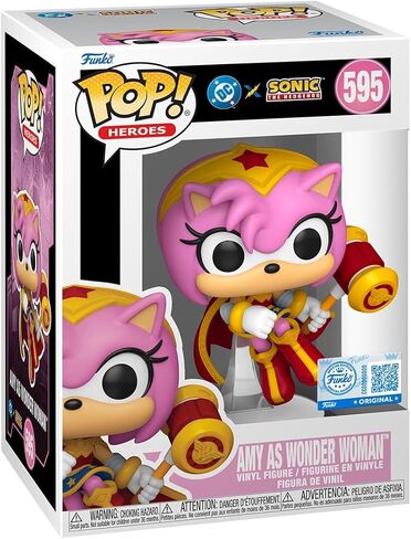 Funko Pop! Heroes: JLA & Sonic - Amy Rose as Wonder Woman - Sonic + DC Comics - Collectable Vinyl Figure - Gift Idea - Official Merchandise - Toys for Kids & Adults - DC Comics Fans in Kuwait