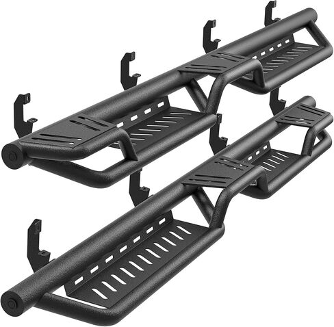 YITAMOTOR Running Boards Compatible with 2019-2026 Chevy Silverado/GMC Sierra 1500 Crew Cab, 2020-2026 2500HD 3500HD, Steel Side Steps w/ 2 Raised Steps for Bed Access, Black Textured Nerf Bars in Kuwait