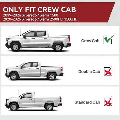 YITAMOTOR Running Boards Compatible with 2019-2026 Chevy Silverado/GMC Sierra 1500 Crew Cab, 2020-2026 2500HD 3500HD, Steel Side Steps w/ 2 Raised Steps for Bed Access, Black Textured Nerf Bars in Kuwait