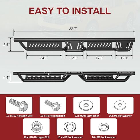 YITAMOTOR Running Boards Compatible with 2019-2026 Chevy Silverado/GMC Sierra 1500 Crew Cab, 2020-2026 2500HD 3500HD, Steel Side Steps w/ 2 Raised Steps for Bed Access, Black Textured Nerf Bars in Kuwait