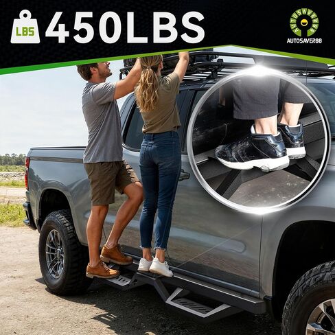 AUTOSAVER88 Running Boards Two Stairs Compatible with 2009-2018 RAM 1500, 2010-2026 RAM 2500/3500, 2019-2024 RAM 1500 Classic New Body Crew Cab, Black Carbon Coated Side Steps Tube Rail Drop Nerf Bars in Kuwait