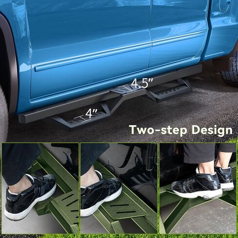 AUTOSAVER88 Running Boards Two Stairs Compatible with 2009-2018 RAM 1500, 2010-2026 RAM 2500/3500, 2019-2024 RAM 1500 Classic New Body Crew Cab, Black Carbon Coated Side Steps Tube Rail Drop Nerf Bars in Kuwait