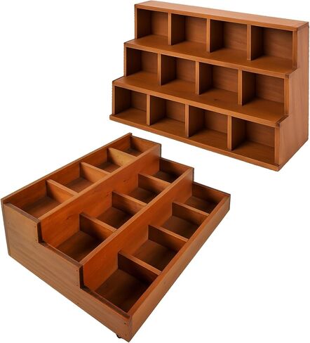 Wood 3-Tier Riser Stand Display Organizer – Versatile Tiered Desktop Shelf for Collectibles, Plants, Candles or Stationery – Stackable & Freestanding Wooden Storage Rack for Home or Office in Saudi Arabia