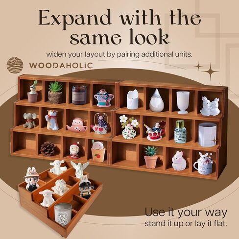 Wood 3-Tier Riser Stand Display Organizer – Versatile Tiered Desktop Shelf for Collectibles, Plants, Candles or Stationery – Stackable & Freestanding Wooden Storage Rack for Home or Office in Saudi Arabia