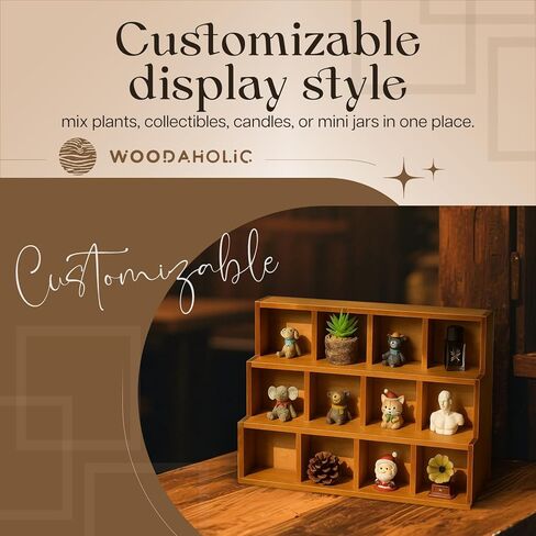 Wood 3-Tier Riser Stand Display Organizer – Versatile Tiered Desktop Shelf for Collectibles, Plants, Candles or Stationery – Stackable & Freestanding Wooden Storage Rack for Home or Office in Saudi Arabia