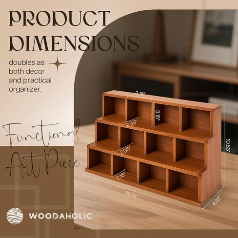 Wood 3-Tier Riser Stand Display Organizer – Versatile Tiered Desktop Shelf for Collectibles, Plants, Candles or Stationery – Stackable & Freestanding Wooden Storage Rack for Home or Office in Saudi Arabia