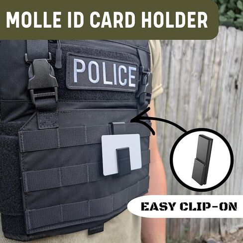 MOLLE ID Holder - Tactical ID Badge Holder for Police ID, Military ID, or Driver's License -Fits All Molle Vests Or Duty Belts - Clip On Card Holder - Law Enforcement Accessories/Police Officer Gear in Saudi Arabia