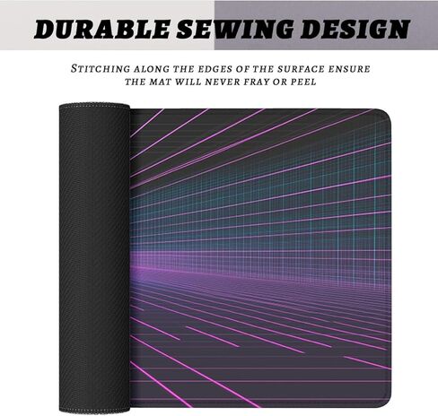 Cyber Grid Mouse Pad, Retro Neon Synthwave Background Gaming Desk Mat with Stitched Edges,Non-Slip Waterproof Rubber Base Mouse Mat, 31.5x11.8in Mouse Pads for Desk Home Office Gaming in Kuwait